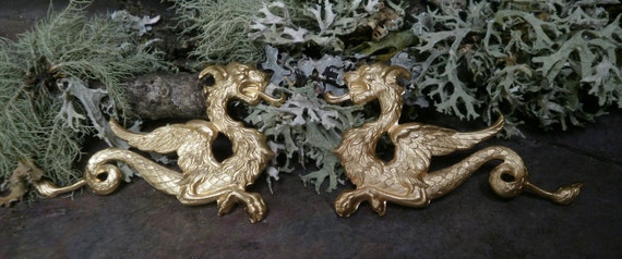 Raw Brass Stamping Dragon Pair Part 4 Made in the USA