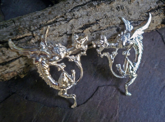 Silver Plated Stamping Dragon Pair Part 5