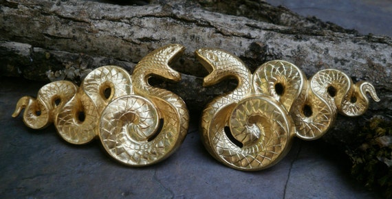 Raw Brass Stamping Snake Right and Left Pair Made in the USA