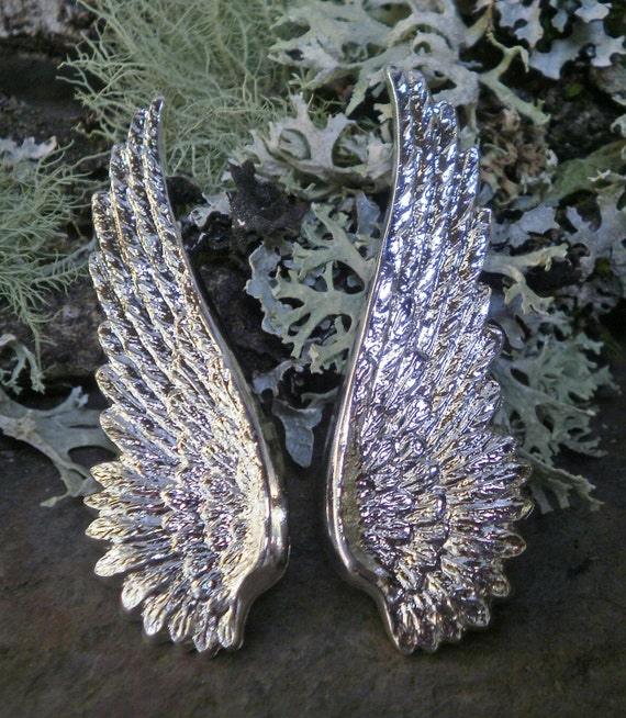 Silver Plated Stamping Medium Size Wings Pair Made in the USA