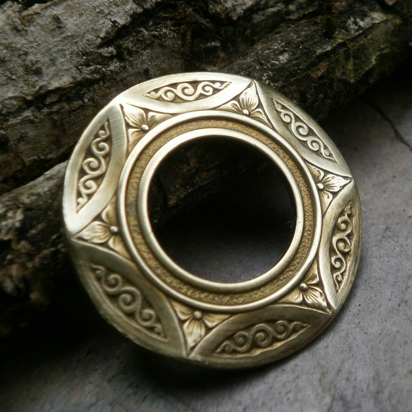 Raw Brass Stamping Art Nouveau Focal Piece Round