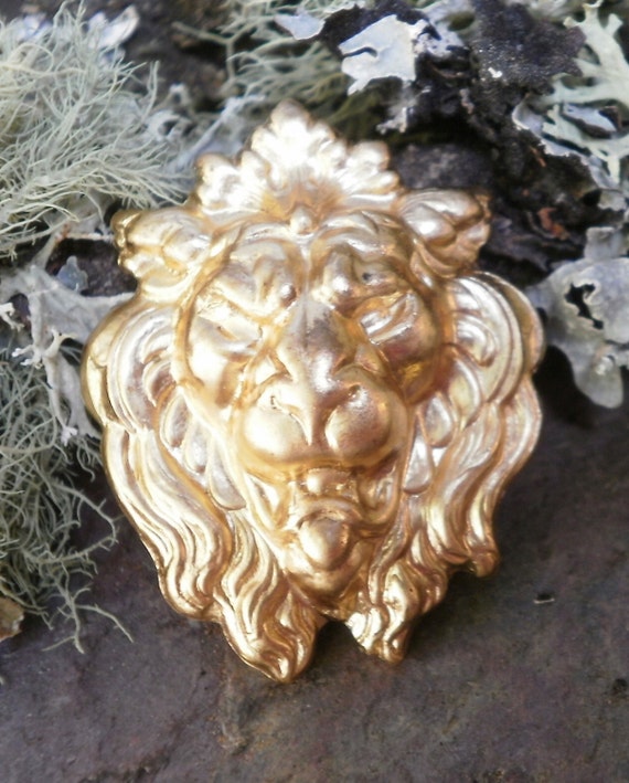Raw Brass Stamping Lion Head Large Made in the USA