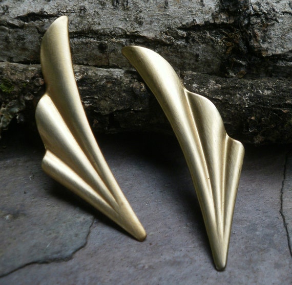 Raw Brass Stamping Small Fan Flare Focal Pair