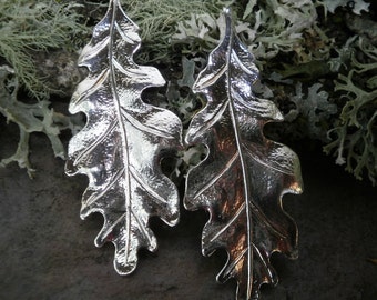 Silver Plated Stamping Medium Oak Leaves Pair Made in the USA