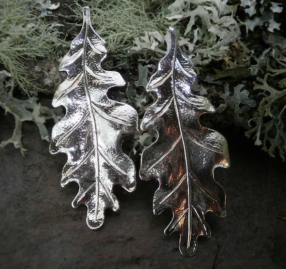 Silver Plated Stamping Medium Oak Leaves Pair Made in the USA