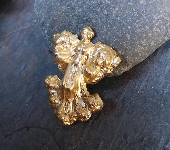 Raw Brass Stamping Art Noveau Goddess Made in the USA