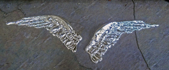 Silver Plated Stamping Graceful Angel Wings Bird Pair Made in the USA