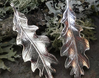 Silver Plated Stamping Small Oak Leaf Pair