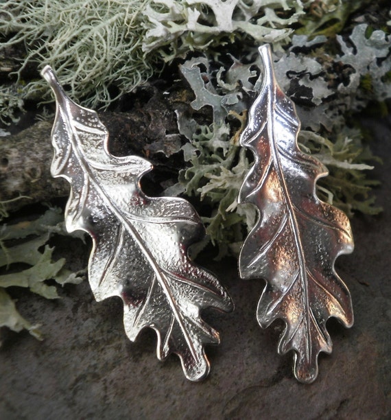 Silver Plated Stamping Small Oak Leaf Pair