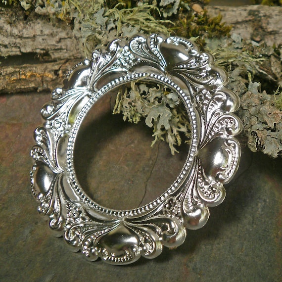 Silver Plated Stamping Extra Large Focal Medalion Frame