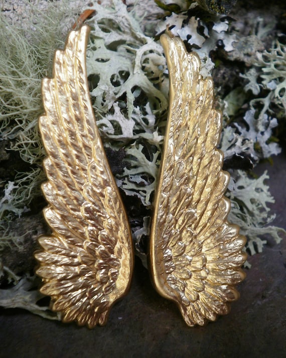 Raw Brass Stamping Medium Size Wings Pair