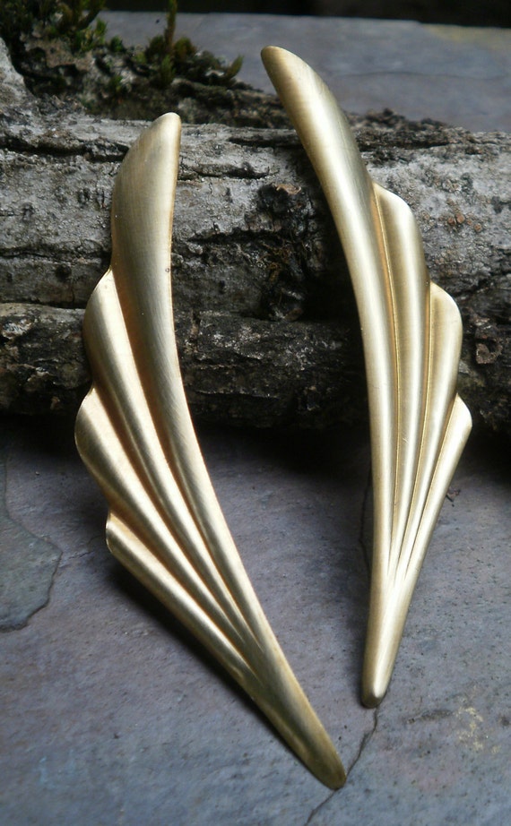 Raw Brass Stamping Large Fan Flare Focal Pair Made in the USA