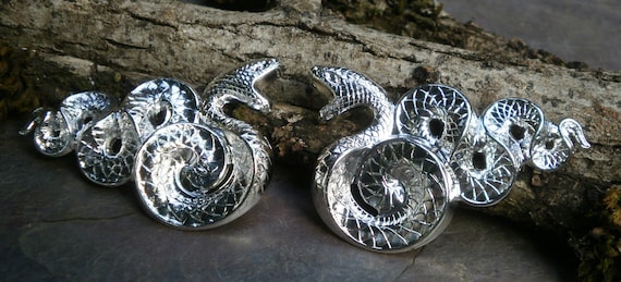 Bright Silver Brass Stamping Snake Right and Left Pair Made in the USA