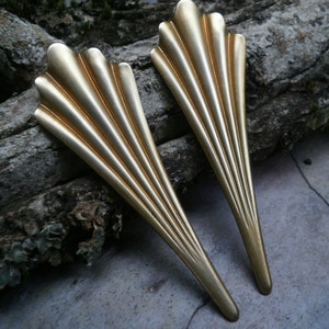 Raw Brass Stamping Large Fan Flare Focal Pair zdjęcie 2