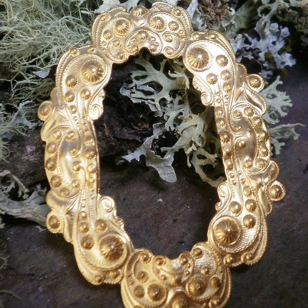 Raw Brass Stamping Filigree Frame Large