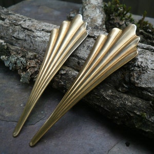 Raw Brass Stamping Large Fan Flare Focal Pair zdjęcie 3