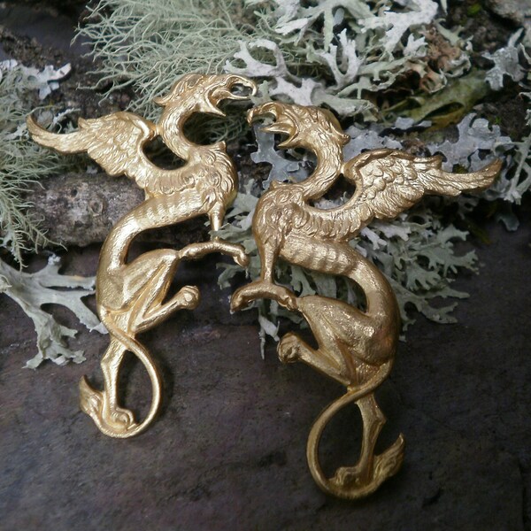 Raw Brass Stamping Dragon Pair Part 2