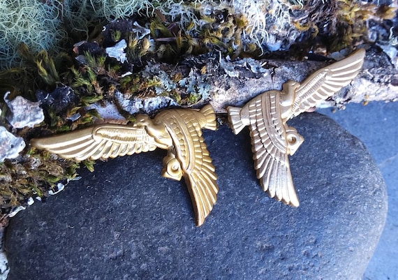 Raw Brass Stamping Egyptian Bird Vulture Set of Pair