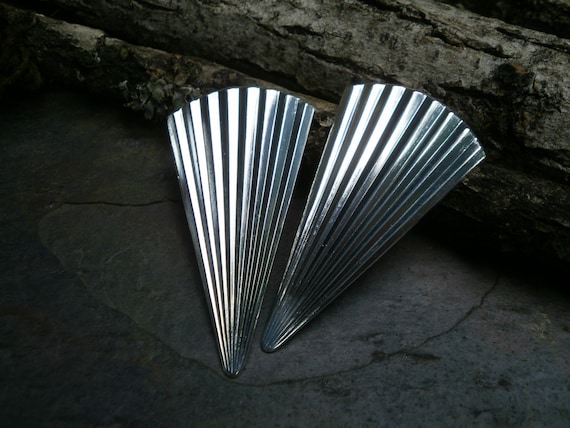 Bright Silver Plated Brass Stamping Small Fan Flare Focal Pair Made in the USA