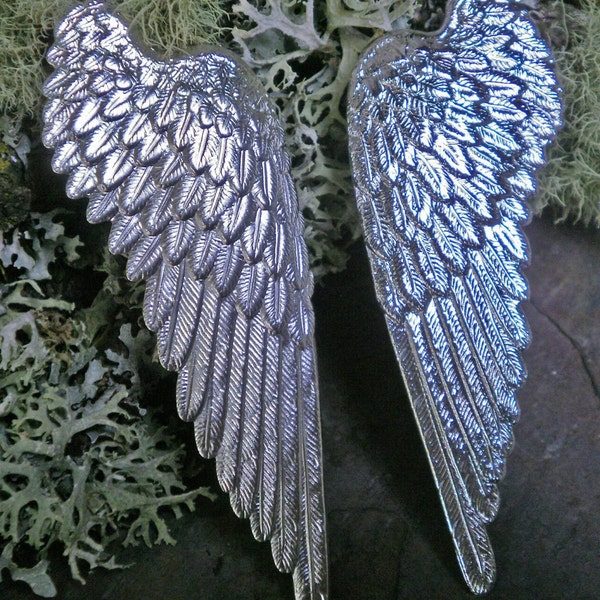 Silver Plated Stamping Extra Large Angel Bird Wings Pair