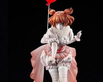 Figura de payaso espeluznante pintada a medida: estatua de resina a escala 1/6 con globo rojo