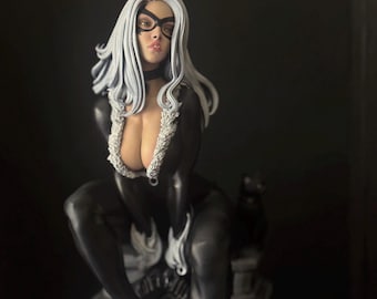 Mystic black Cat Resin Statue - Hand Painted Fan Art Collectible, 1/6