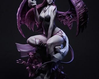 Estatua personalizada de súcubo, demonio femenino, de 35 cm, pintada a mano.