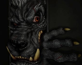 Rincón de lectura de hombre lobo / pintado a mano