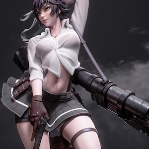 Custom Figurine of Battle-Ready Heroine – Painted 1/6 Scale Statue