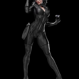 Feline Vigilante Custom Figurine | Stealthy Cat-Themed Heroine Statue | 1/6