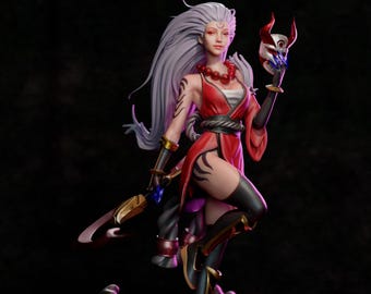 Figurine peinte à la main d'Ahri à l'échelle 1/6 - Enchanteresse, sorcière