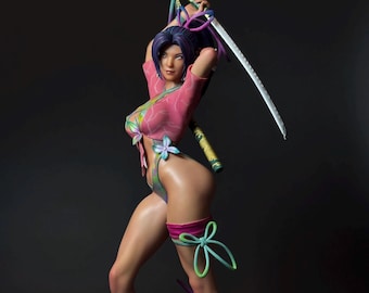 Custom Painted Samurai Butterfly Figurine – 1/4 Scale Statue with Katana sword