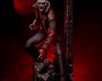 Estatua del vampiro Nosferatu, objeto de colección de terror gótico, pintada a mano a escala 1/6.