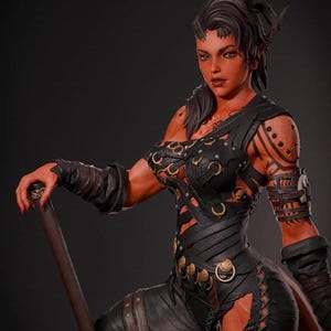 Custom Tiefling Warrior Woman Figurine – Hand-Painted Resin Statue with Axe – Fantasy Demon Fighter Sculpture for RPG Collectors 1/6