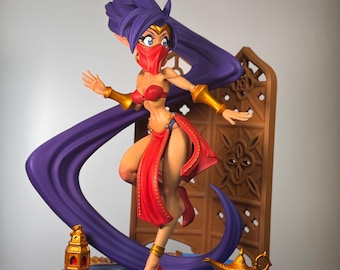 Figura de resina pintada a mano de una bailarina del desierto / Estatua de exhibición de fantasía inspirada en el anime