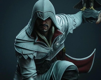 Hand-Painted custom Assassin Figurine: Hooded Stealth Warrior with Falcon 1/6 hand painted
