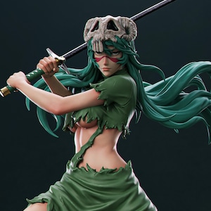 Custom Masked Warrior Girl Figurine – 1/6 Scale Painted Statue with Battle Base