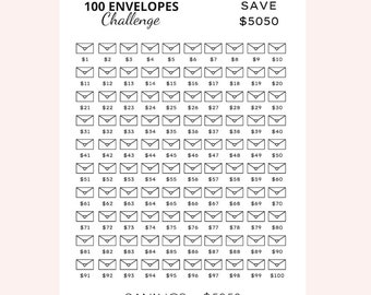 100 Envelope Challenge Printable, Money Savings Challenge, Digital Download, Savings Tracker, Savings Challenge