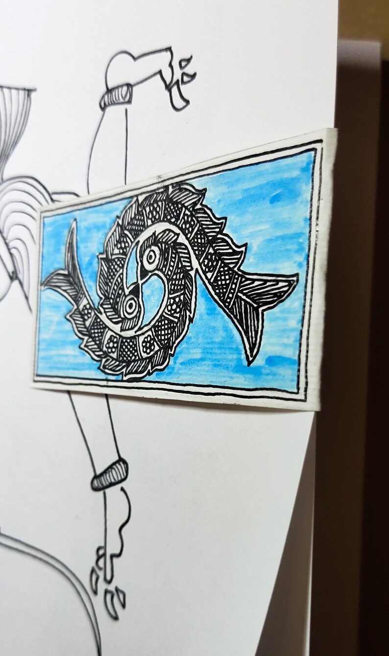 Madhubani Hand Drawn Bookmark,madhubani Motifs,indian Folk Art,book ...