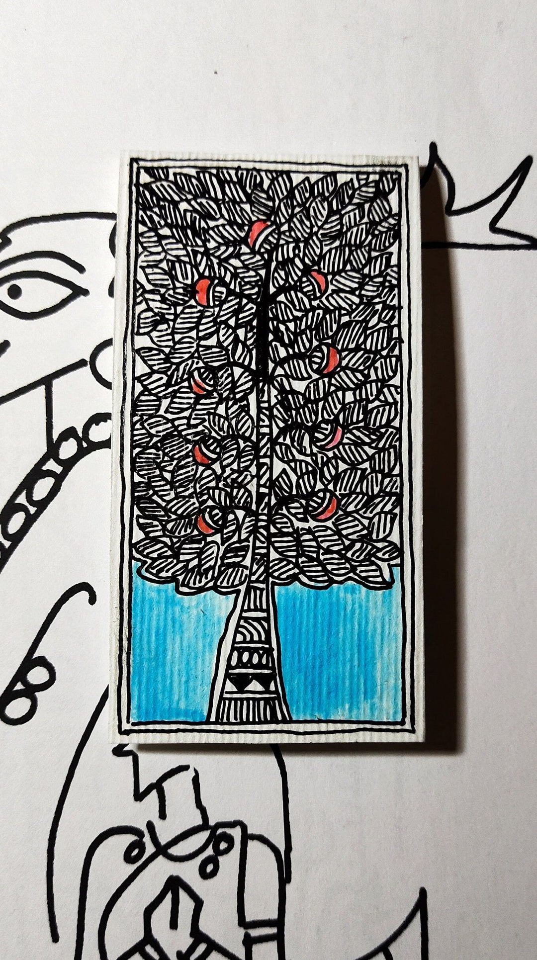 Green - Madhubani Handpainted Wooden Bookmark 09 main image 1
