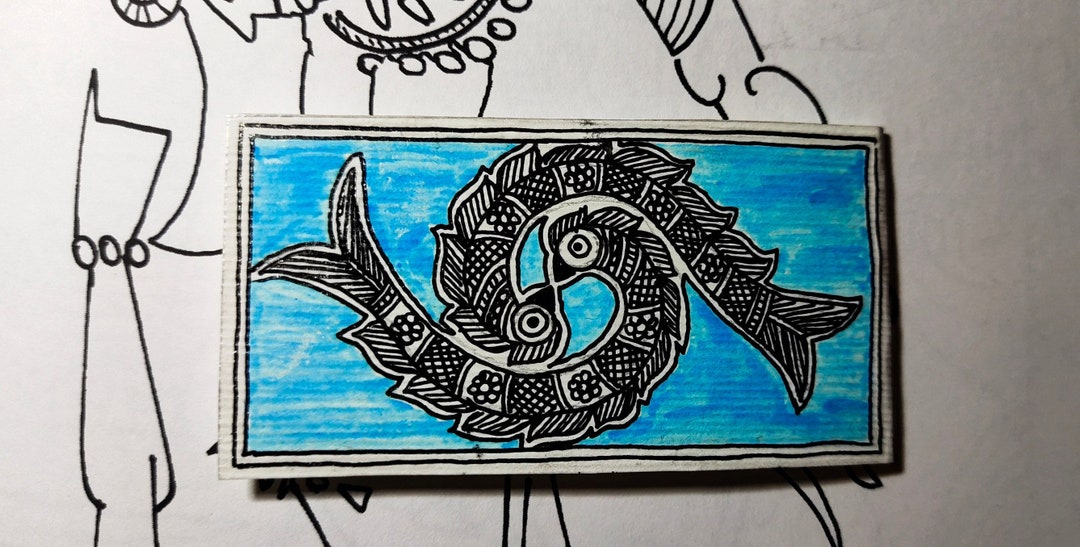 Madhubani Hand Drawn Bookmark,madhubani Motifs,indian Folk Art,book ...