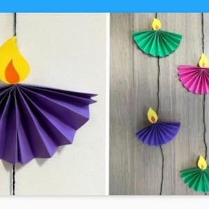 ディワリのドア吊り飾り diya、diy アクティビティ、ペーパークラフト、pdf ダウンロード、タッシュ パーティー、ガーランド、光の祭典、南アジア、インド