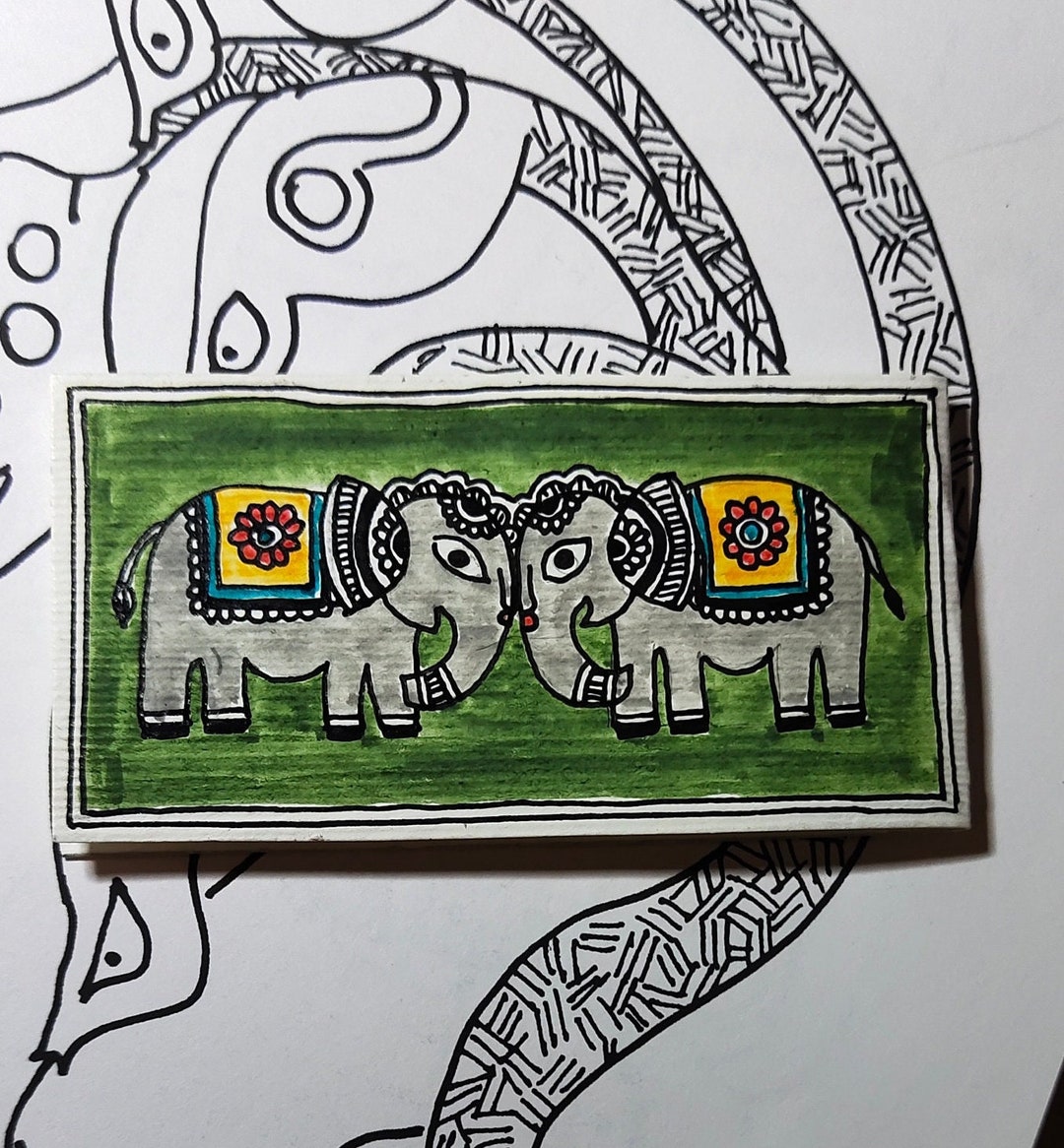Madhubani Hand Drawn Bookmark,madhubani Motifs,indian Folk Art,book ...