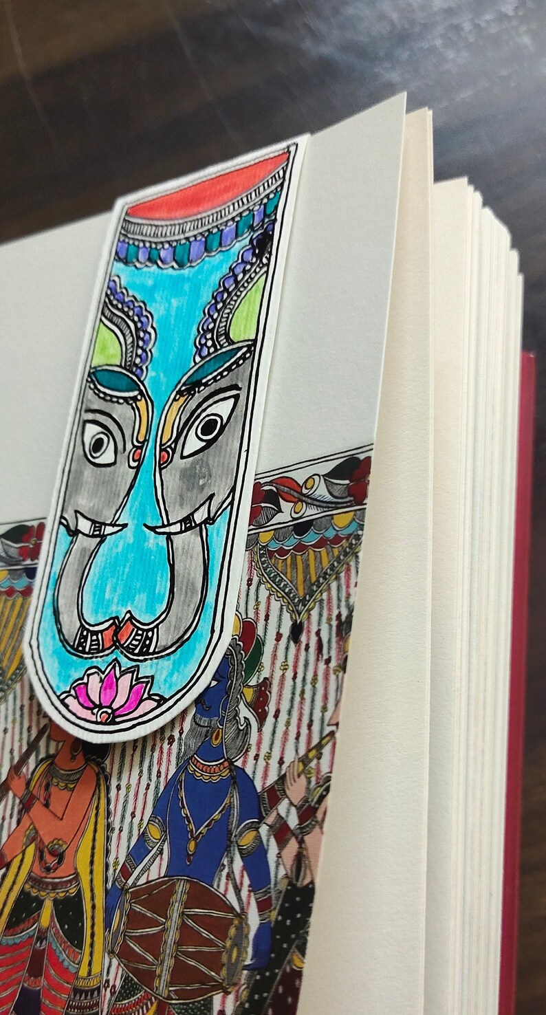 Madhubani Hand Drawn Bookmark,madhubani Motifs,indian Folk Art,book ...