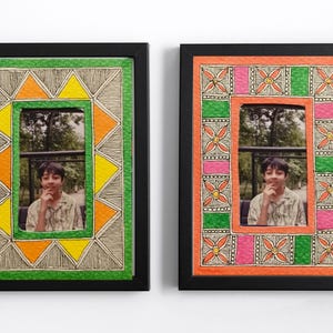 Madhubani Picture Mount | Handcrafted Illustrated Patterned Mats | Picture Frame Mounts | Portrait & Landscape | Various Sizes