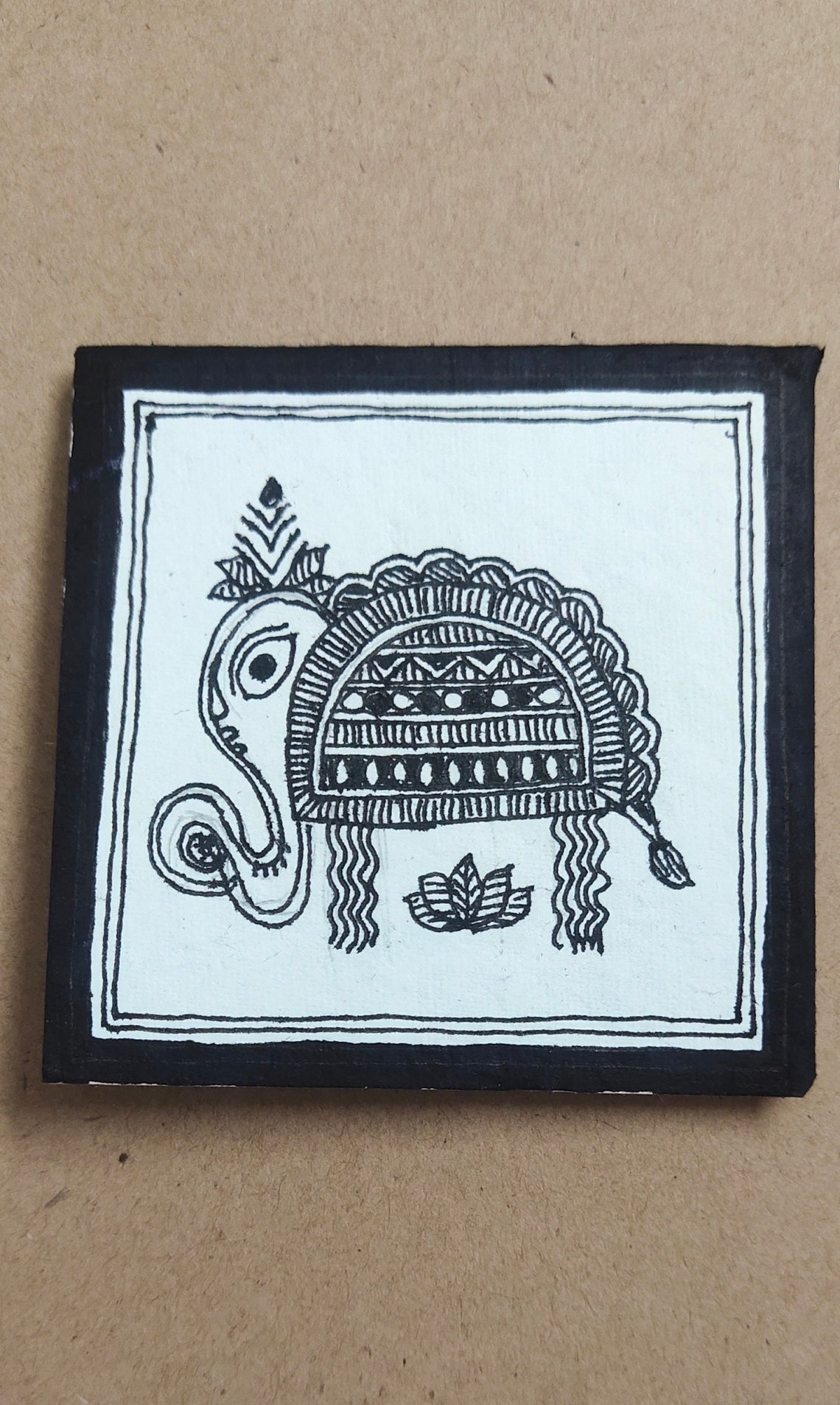 Original Artwork,hand Drawn Corner Bookmark,madhubani Motifs,indian ...