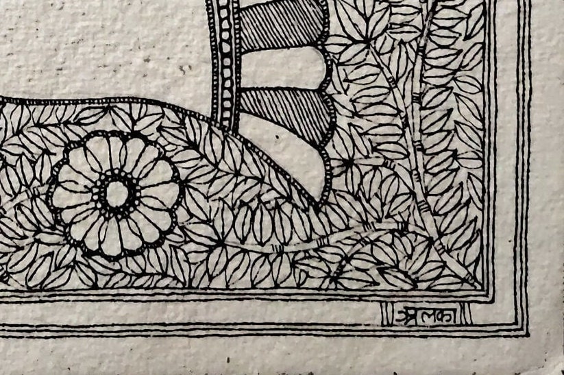 Madhubani Painting Bird, Coloring Page, Hand Drawn Painting, Original