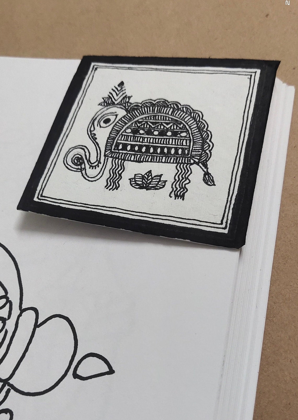 Original Artwork,hand Drawn Corner Bookmark,madhubani Motifs,indian ...