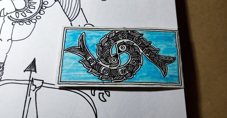 Madhubani Hand Drawn Bookmark,madhubani Motifs,indian Folk Art,book ...