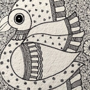 Madhubani Painting Bird, Coloring Page, Hand Drawn Painting, Original